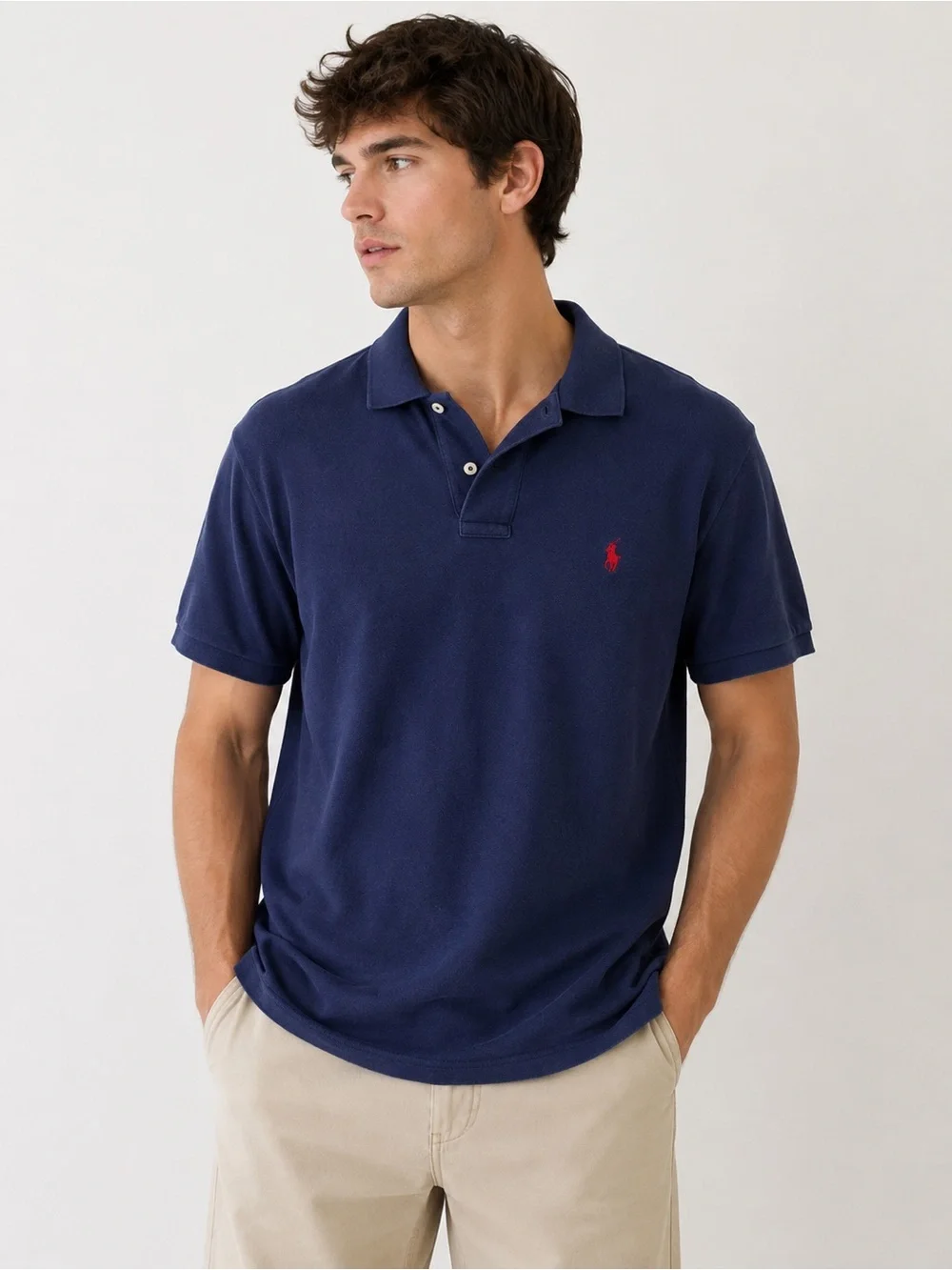 Polo Ralph Lauren Custom Fit Polo Shirt Navy Blue Red Pony Logo XL Mens